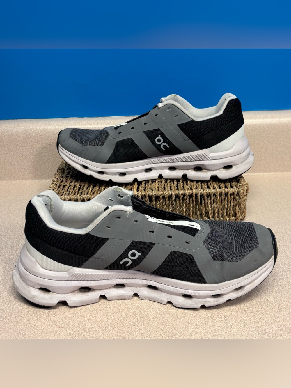 Two Pairs On Running Shoes, Women 8.5, Cloudflyer & Cloudrunner Black White Gray - Picture 12 of 16